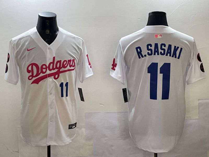 Men Los Angeles Dodgers 11 R.Sasaki White Jointly Name Game 2025 Nike MLB Jersey style 6